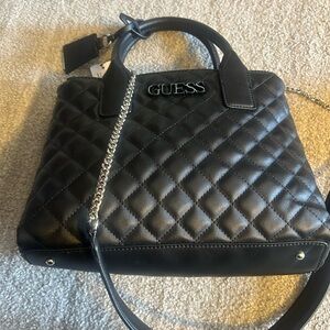 GUESS Quilted Black Satchel